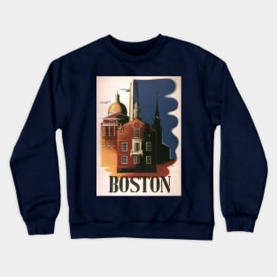 Vintage Travel Poster, Boston, Massachusetts Crewneck Sweatshirt